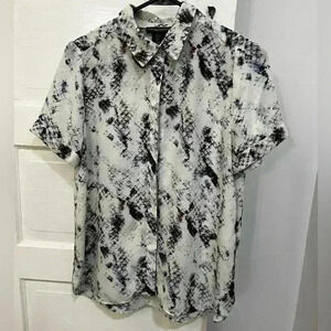 flowy snakeskin button down dress shirt for women